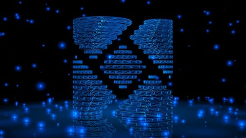 Fondo con partículas azules que caen, renderizado 3D, exclusivo, reflexión, estructura alámbrica de la forma