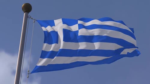 Flagge Griechenlands Zeitlupe