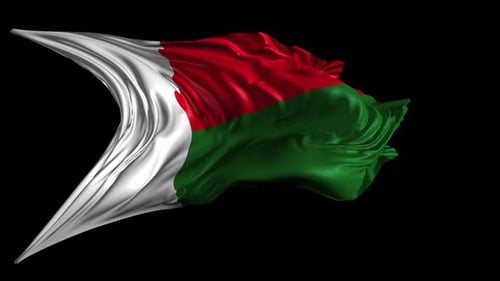 Realistic Flowing Madagascar Flag on Alpha Channel