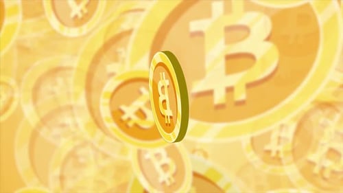 Bitcoin 3d Logo Animation With Gradient Abstract Background