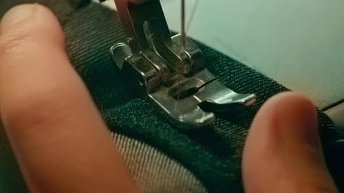 Fabric With A Sewing Machine 4k