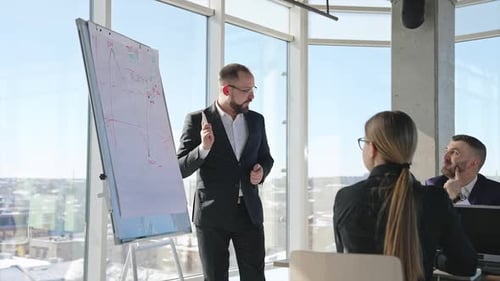 Business Meeting Presentation in Modern Office Setting