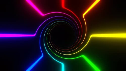 Multicolor Rotating Spiral Neon Lines Background Vj Loop In 4K