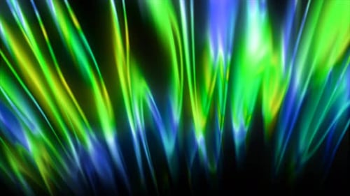 Lebendige Neonlichtspuren in Rosa-, Blau- und Grüntönen, die über einen dunklen Hintergrund fließen