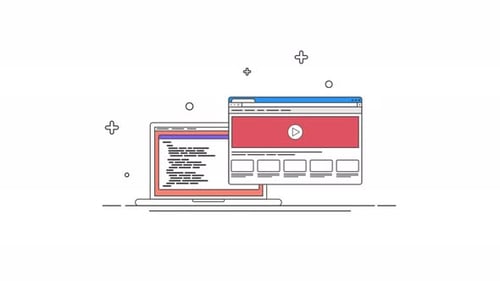 Flat Design Laptop and Browser Interface Animation