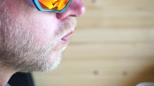 Close-up of Adult Male Talking Indoors