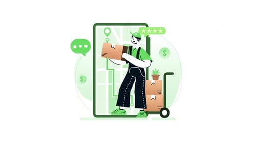 Vetor de animação de serviço de courier. ideal para sites e anúncios.