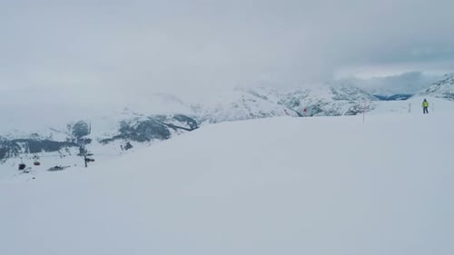 Snowy Mountain Landscape on Overcast Winter Day