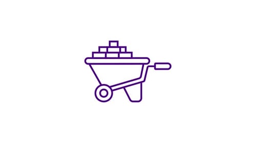 Flat Design Wheelbarrow Icon Filling with Blocks Animation