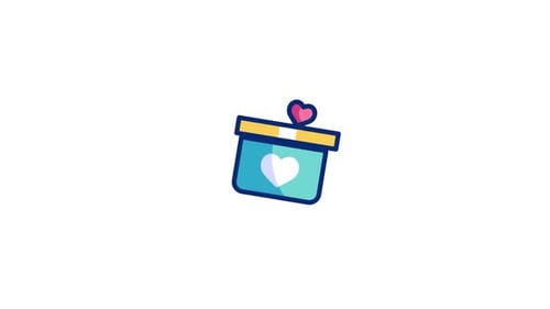 Flat Design Animated Gift Box with Heart