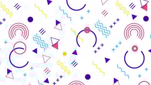 Memphis Style looping geometric background pattern