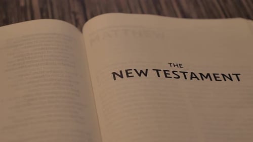 Open Bible Featuring the New Testament Title Page