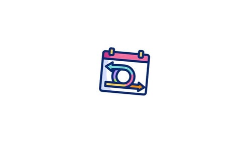Animated Icon of Calendar with Circular Process Arrows