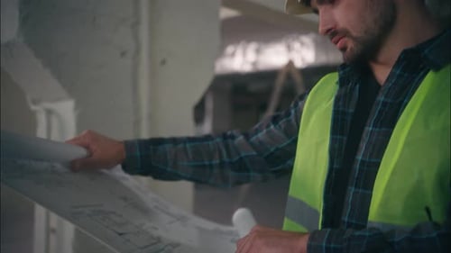 Professional Caucasian Inspector Architect Contractor Man Guy Technician Engineer Male Analyzing