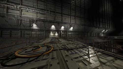 Futuristic Industrial Corridor Interior Flythrough