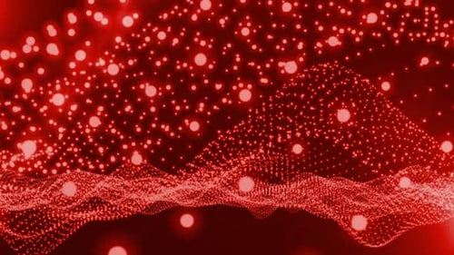 Dynamic Red Particle Waves Abstract Background
