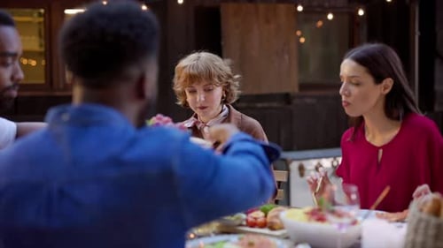 Friends Share a Meal Together