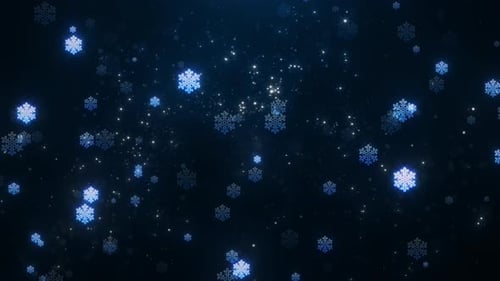 Sparkling Blue Snowflakes Festive Background Loop