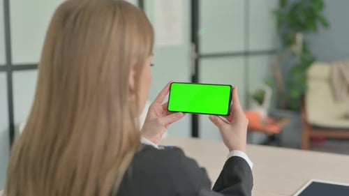 Woman Watching Smartphone with Chroma Key