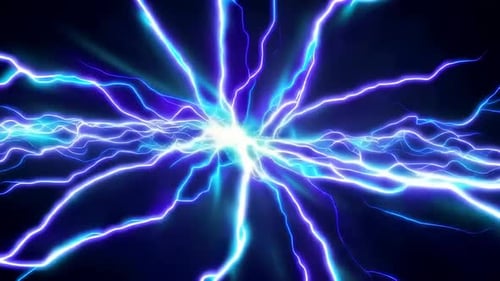 Abstraktes blaues und violettes elektrisches Blitzenergie-Bolzenrad