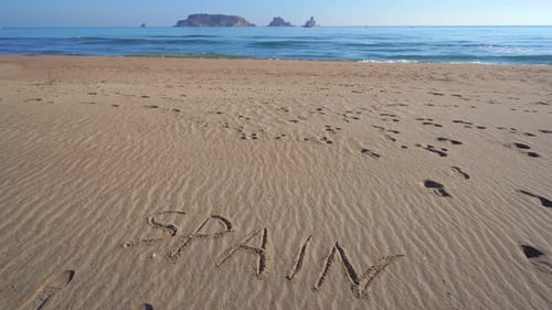 pals beach in begur medes islands drawing in the sand spain costa brava europe