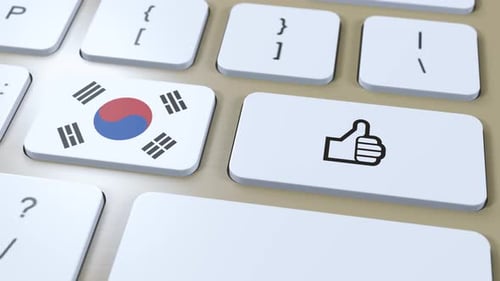 Korean Flag Keyboard Key With Thumbs Up Like Button Press
