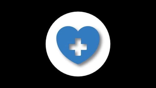 Rotating 3D Medical Heart Cross Icon Loop Animation