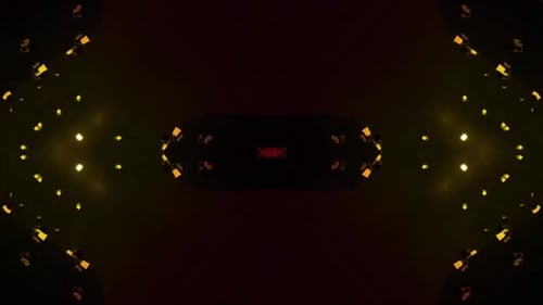 Vibrant neon lights create a dynamic abstract tunnel effect for visuals