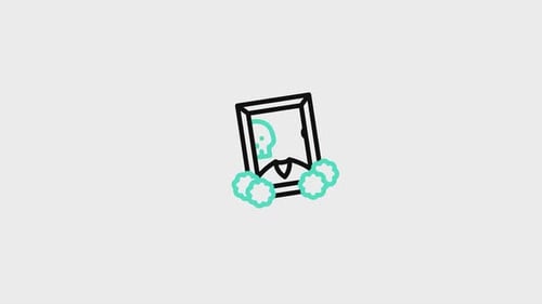 Minimalist Line Art Portrait to Skull Transformation Icon Animation