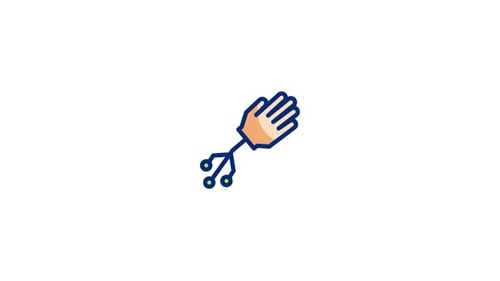 Animated Flat Design Robotic Hand Icon Waving