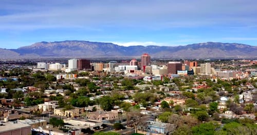Albuquerque, New Mexico Skyline Aerial View From Balloon Adventure