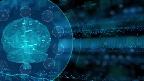 Futuristic Digital Brain with Data Animation