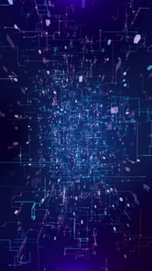 Futuristic Digital Circuit Board Data Stream Background