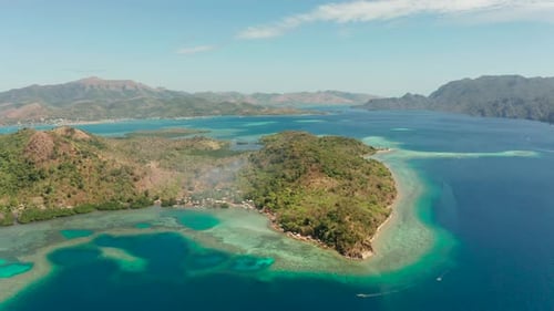 Tropical Island with Sandy Beach Philippines Palawan