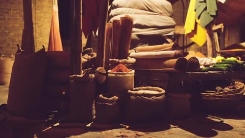 Arabian Market Bazaar with Spices and Rugs