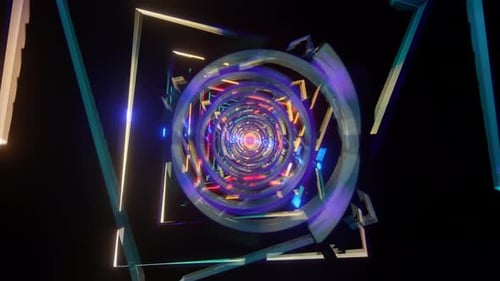 Abstract Geometric Neon Tunnel Seamless Loop Animation