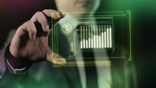 Dollar Growth Virtual Infographic In Businessman Hand