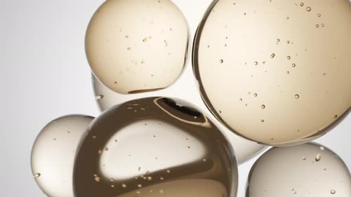 Abstract Floating Clear Bubbles and Liquid Spheres Background