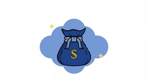 Flat Design Animated Money Bag Icon
