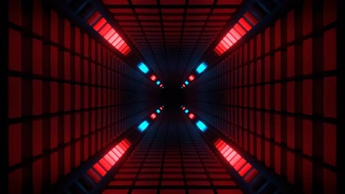 Cyan And Red Abstract Energy Tunnel Background Vj Loop In 4K