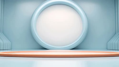 Podium Futuristische Vitrine mit Plattform für Produktausstellungen. Leeres modernes Bühnendisplay
