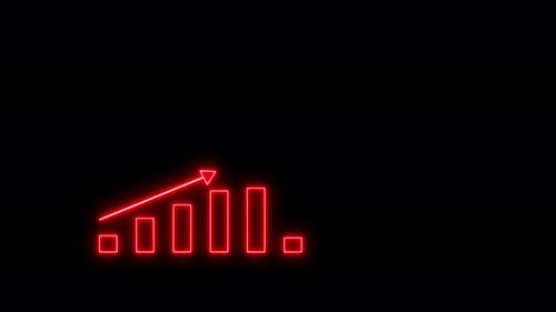 Animated Neon line Business graph. growth business concept. Business graph show increase business.