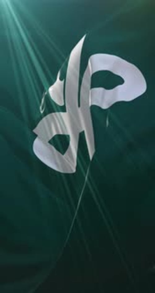 Fluid Waving Fabric with Abstract White Shapes Loop Background