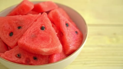 fresh watermelon sliced on plate