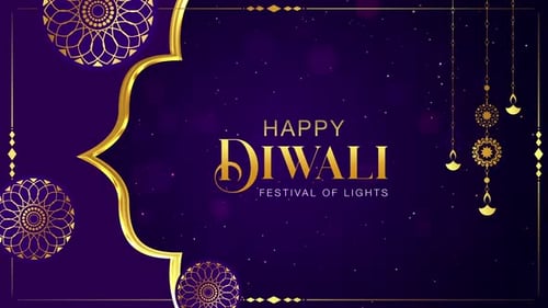 Fond animé de Diwali violet et doré