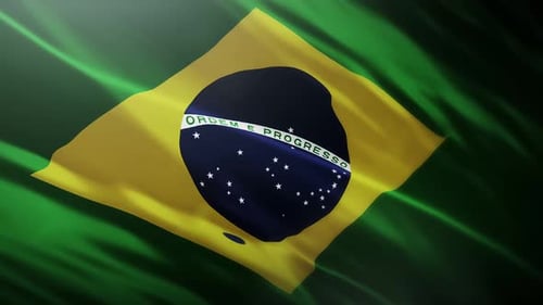 Seamlessly Looping Brazil National Flag Waving in the Wind