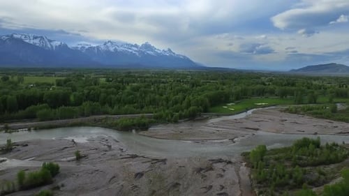 Aerial View of Wyoming River Next to Golf Green 3 Above