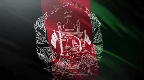 Waving Flag of Afghanistan with National Emblem and Subtle Lighting