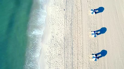 Row of Umbrellas on the Beach Aerial