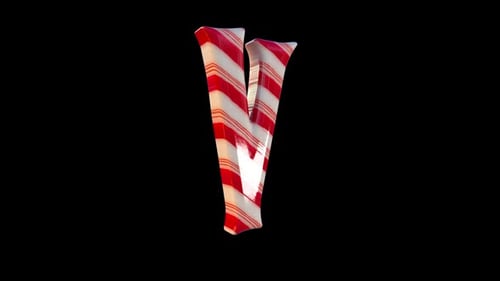 Christmas Candy Cane Letter V Loop